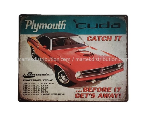 Enseigne CUDA en métal Plymouth Barracuda